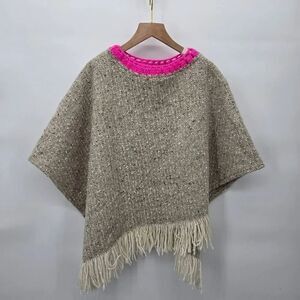 Studio Donegal Poncho Hand Woven Tweed Wool Fringe